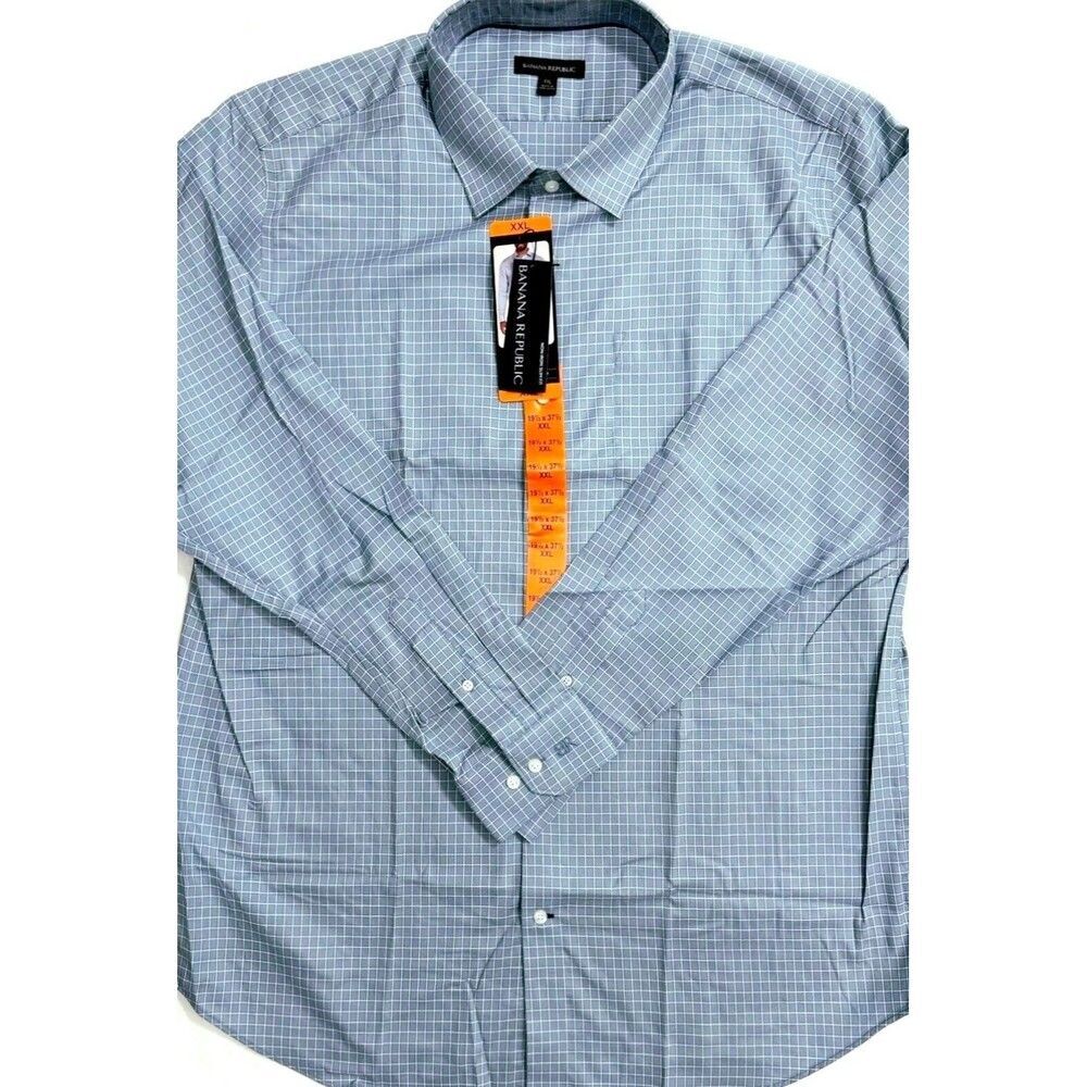 Banana Republic Mens XXL Slim Fit Non-Iron Dress Shirt Wrinkle Free 19.5x37.5" - Picture 6 of 7